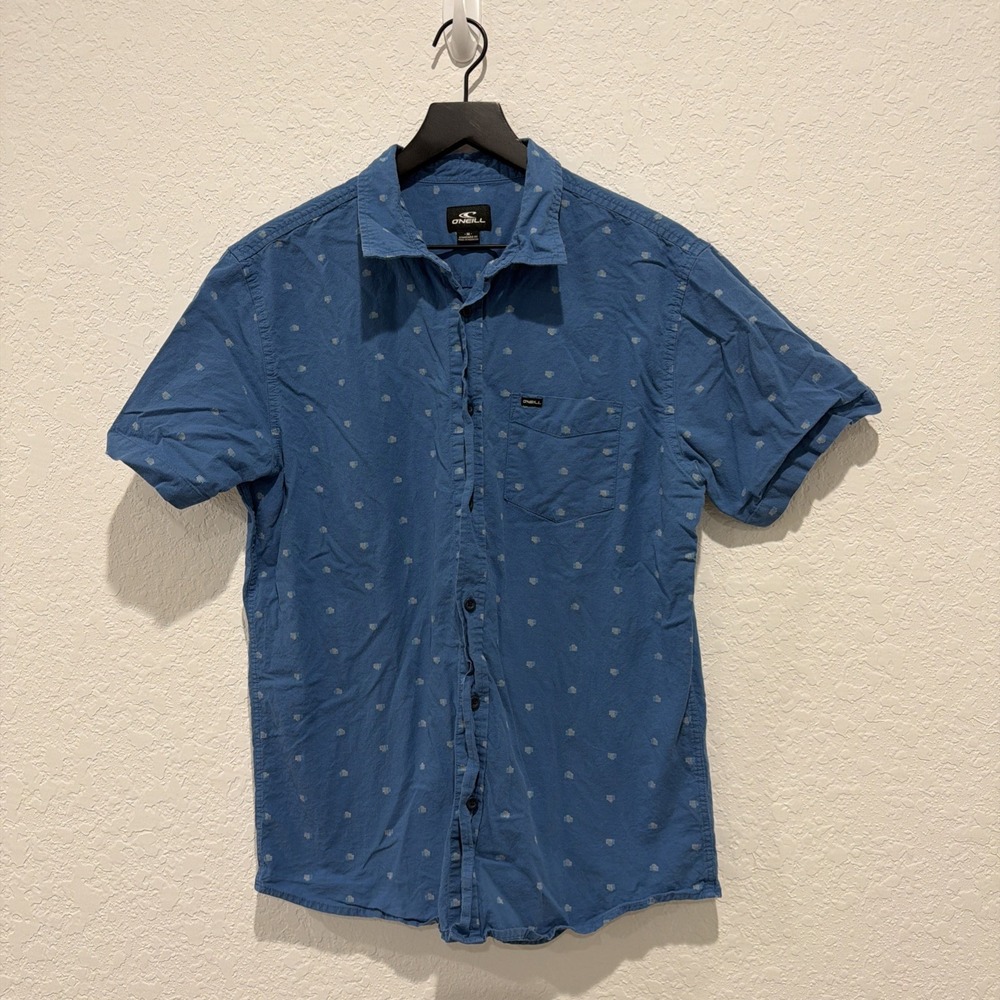 O'Neill Standard Fit Blue Printed Button Down Size Medium